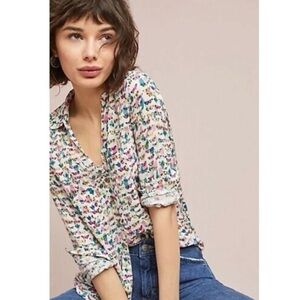 Maeve by Anthropologie Rochelle Butterfly Button Up Blouse - Size 4